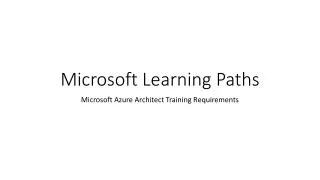 Microsoft Learning Paths
