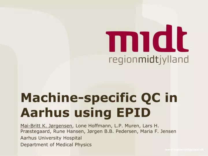machine specific qc in aarhus using epid