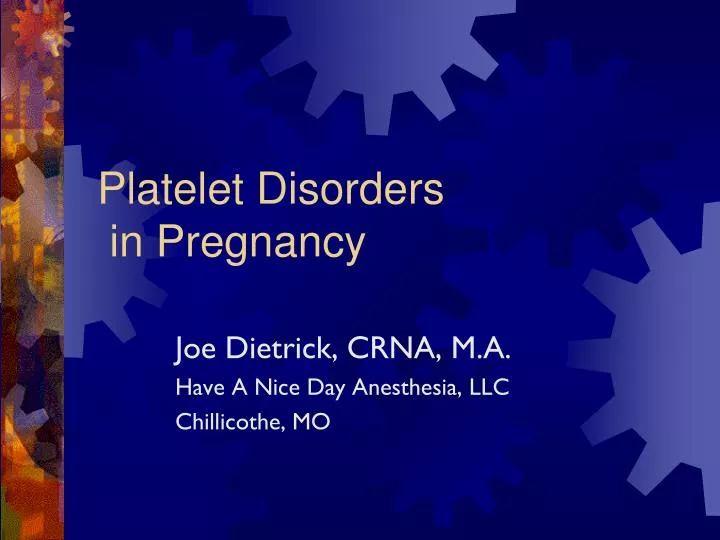 platelet disorders in pregnancy