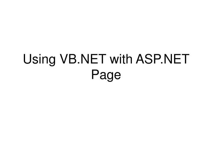using vb net with asp net page