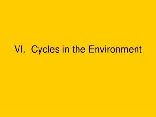 VI. Cycles in the Environment