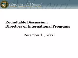 Roundtable Discussion: Directors of International Programs