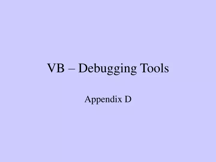 vb debugging tools