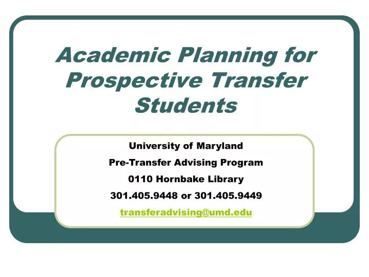 academic planning for prospective transfer students