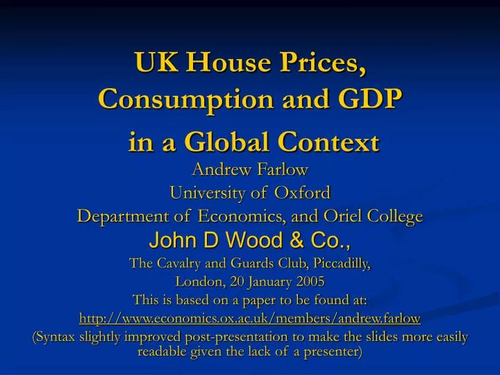 uk house prices consumption and gdp in a global context