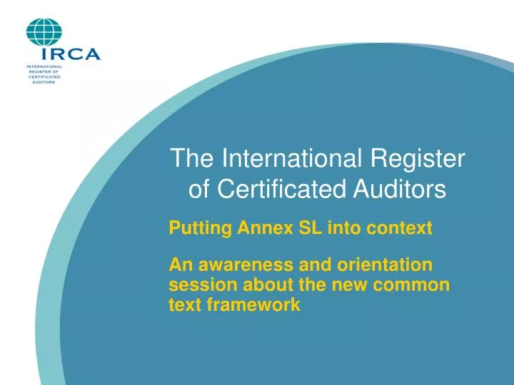 the international register of certificated auditors