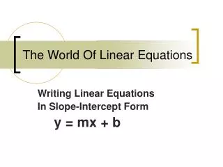 the world of linear equations