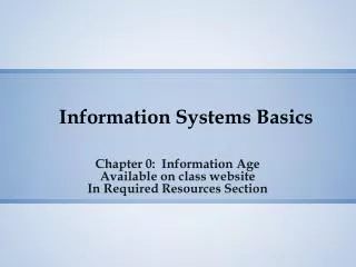 Information Systems Basics