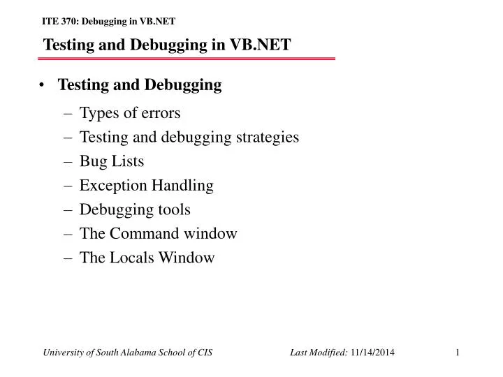 testing and debugging in vb net