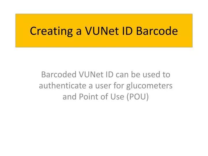 creating a vunet id barcode