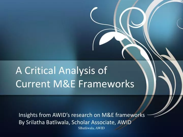 a critical analysis of current m e frameworks