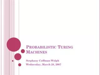 Probabilistic Turing Machines