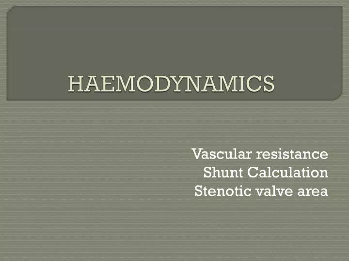 haemodynamics