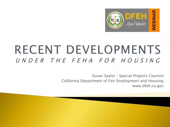 recent developments under the feha for housing