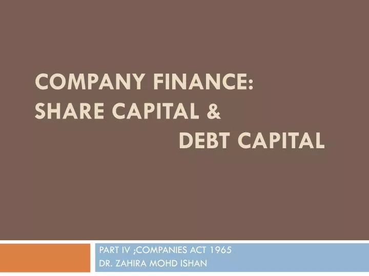 company finance share capital debt capital