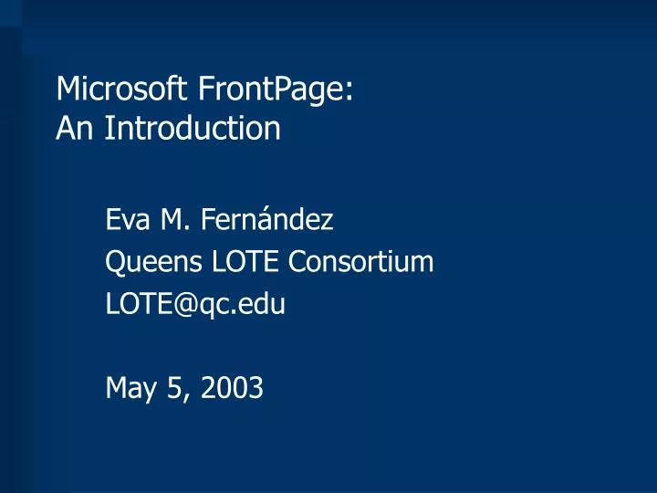 microsoft frontpage an introduction