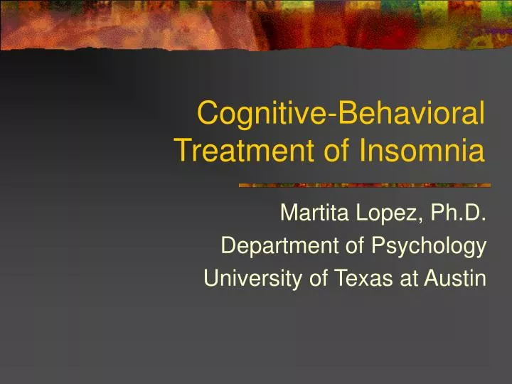 cognitive behavioral treatment of insomnia