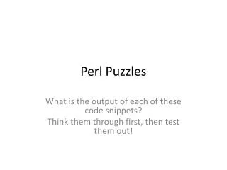 Perl Puzzles