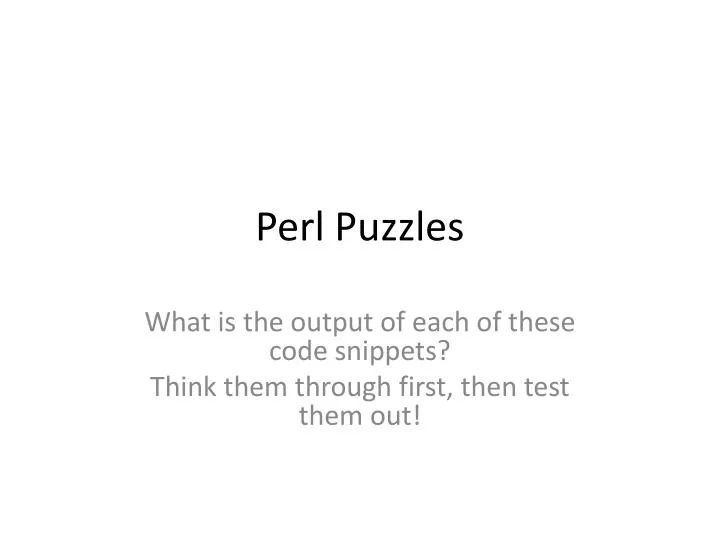 perl puzzles