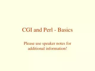 CGI and Perl - Basics
