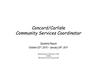 Concord/Carlisle Community Services Coordinator