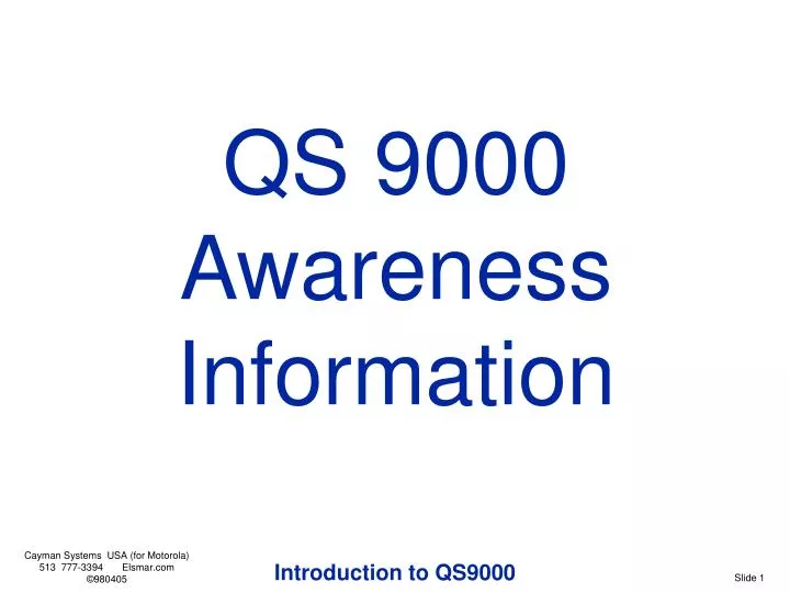 qs 9000 awareness information