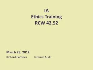 IA Ethics Training RCW 42.52