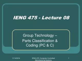 IENG 475 - Lecture 08