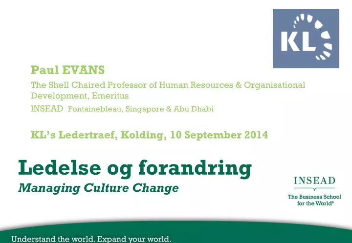 ledelse og forandring managing culture change