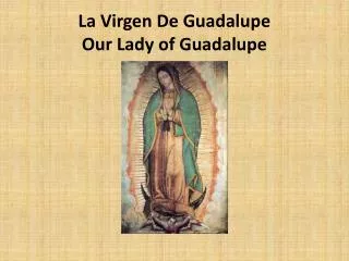 La Virgen De Guadalupe Our Lady of Guadalupe