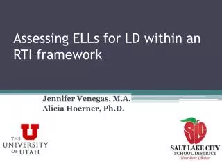 Assessing ELLs for LD within an RTI framework