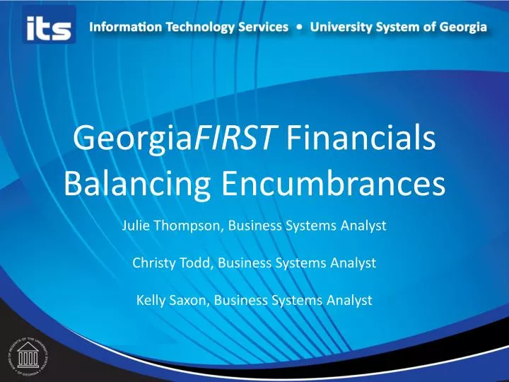 georgia first financials balancing encumbrances