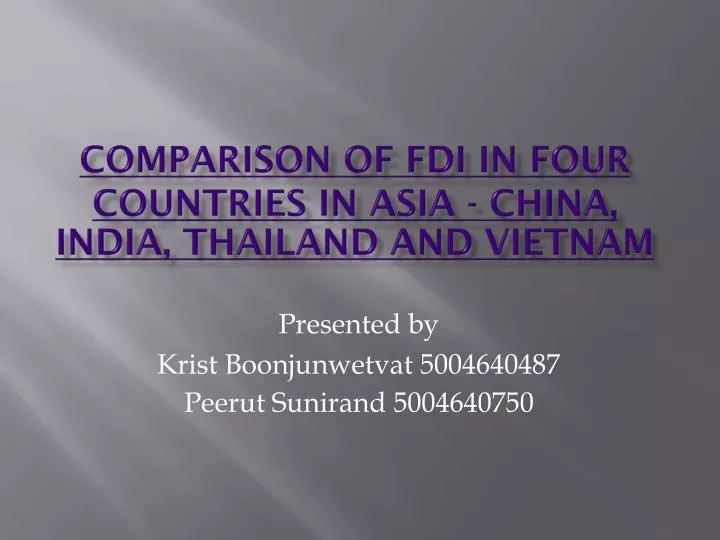 c omparison of fdi in four countries in asia china india thailand and vietnam