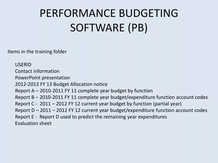 performance budgeting software pb