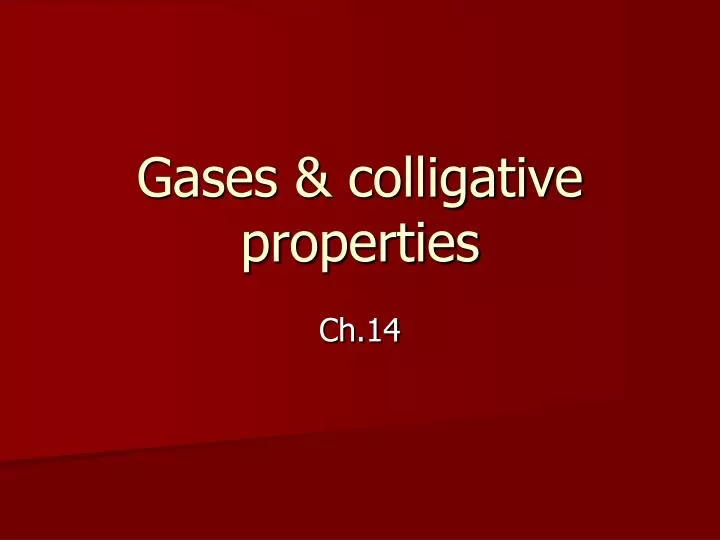 gases colligative properties