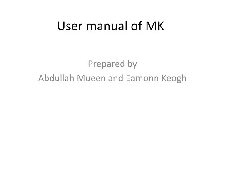 user manual of mk