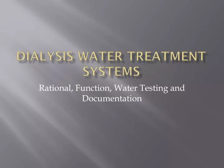 dialysis water treatment systems