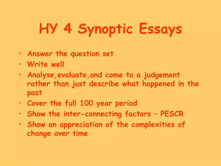 hy 4 synoptic essays