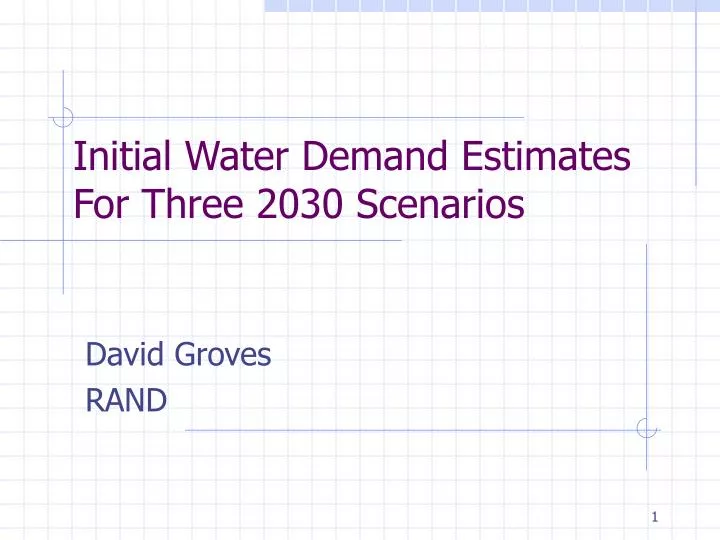 initial water demand estimates for three 2030 scenarios
