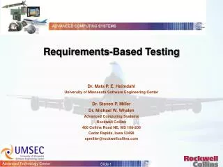 Requirements-Based Testing