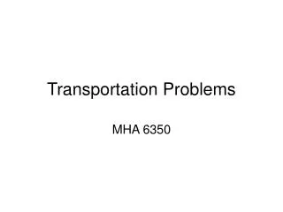 Transportation Problems