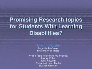 Promising Research topics for Students With Learning Disabilities?