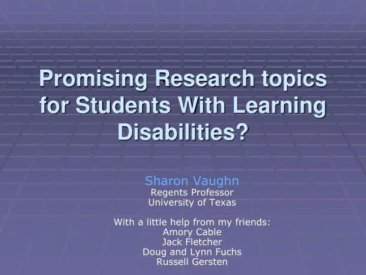 promising research topics for students with learning disabilities