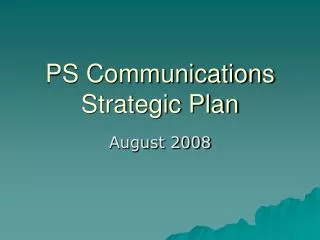 PS Communications Strategic Plan