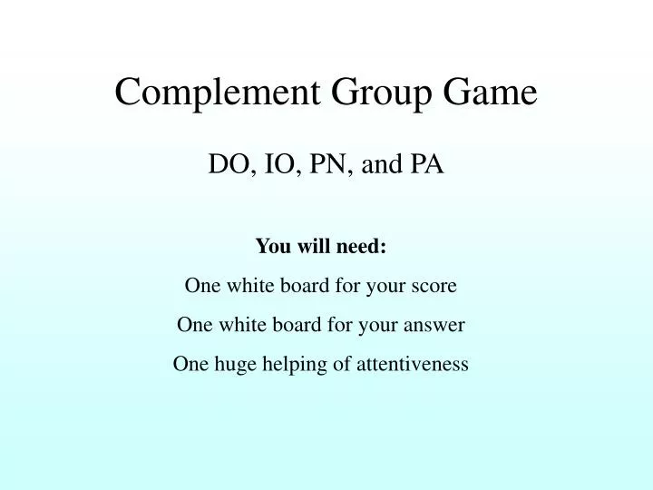 complement group game