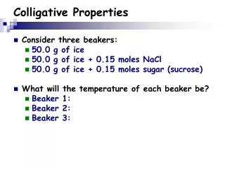 Colligative Properties