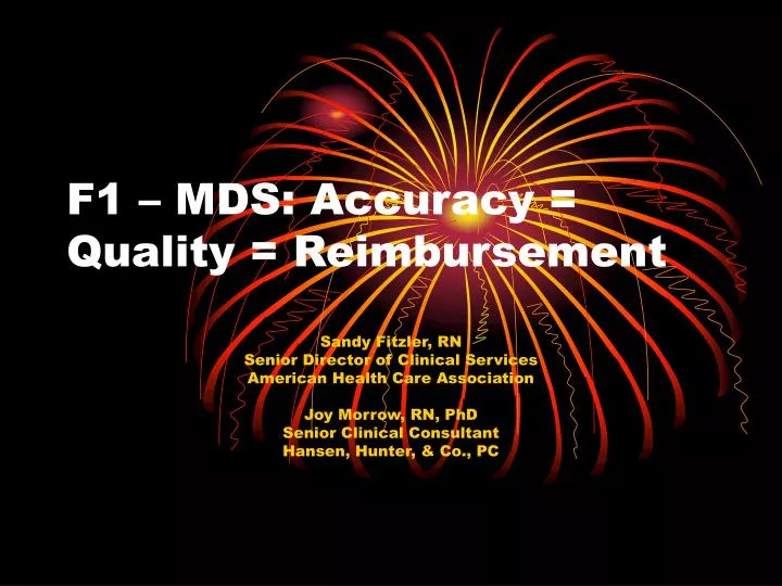 f1 mds accuracy quality reimbursement