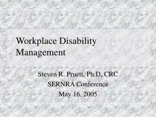 Workplace Disability Management