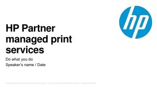 HP Partner managed print services