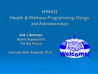 HW425 Health &amp; Wellness Programming: Design and Administration
